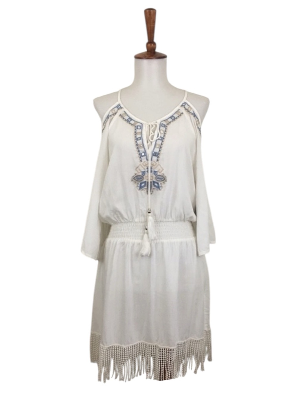 Romeo & Juliet Couture Beach Dress Women’s S Casual‎ Fringe Embroidered Vacation